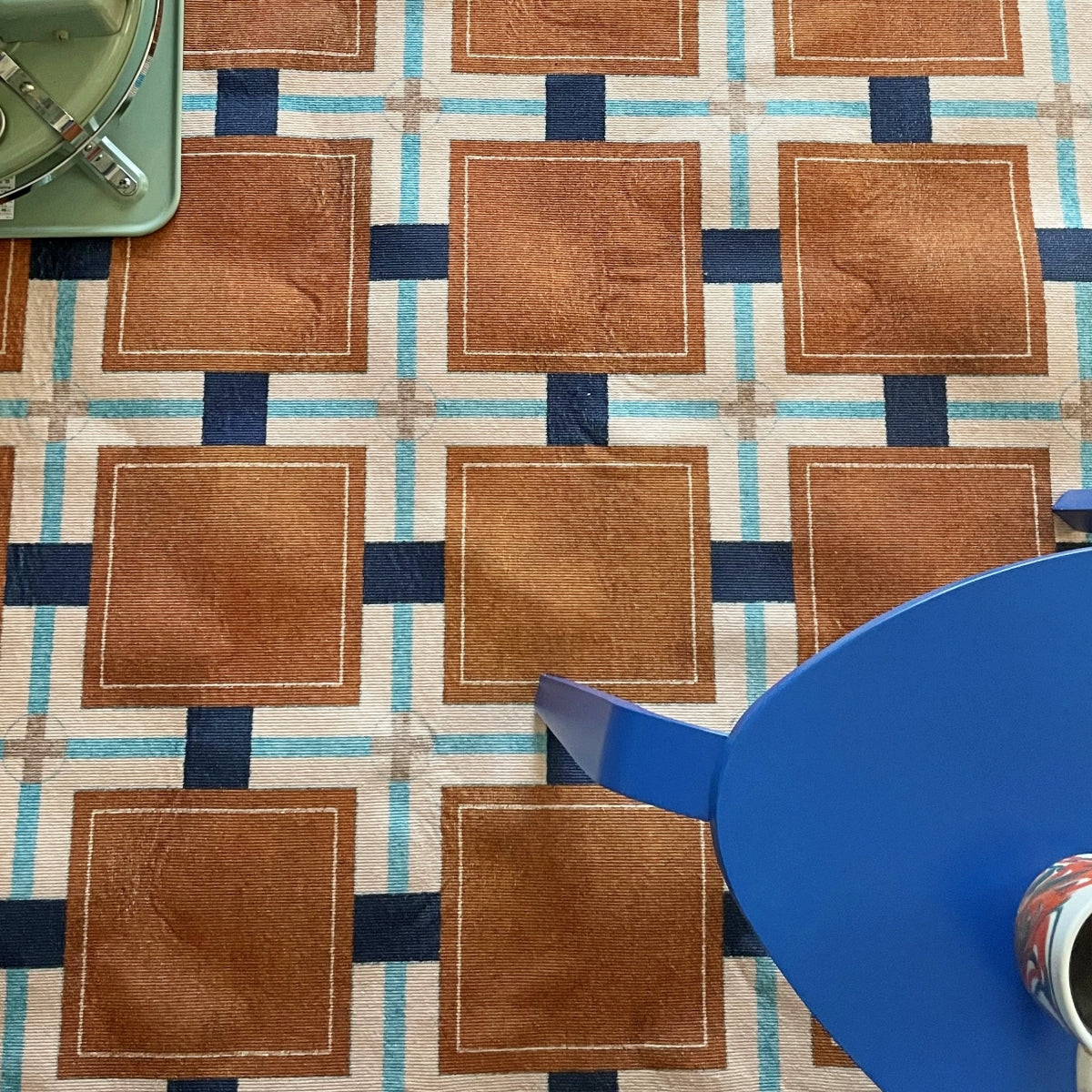 レトロパターンブロックチェックラグカーペット – kocol