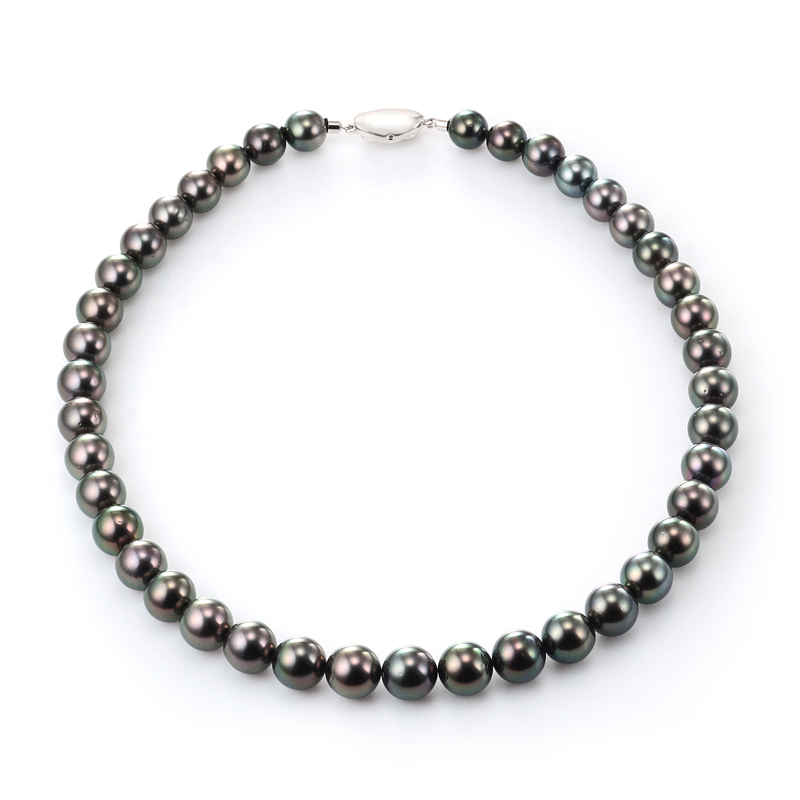 オーロラピーコック南洋黒蝶真珠ネックレス 2点セット（8.5-10.9ミリ