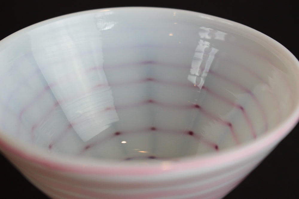 氷コップ 赤い縁 乳白色 足付きグラス 3個セット 氷コップ 赤い縁