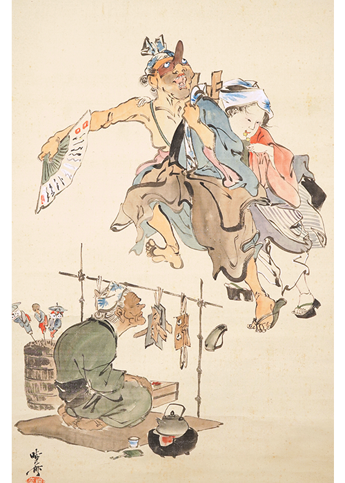 河鍋暁斎 墨堤観桜図 | 古美術瀬戸