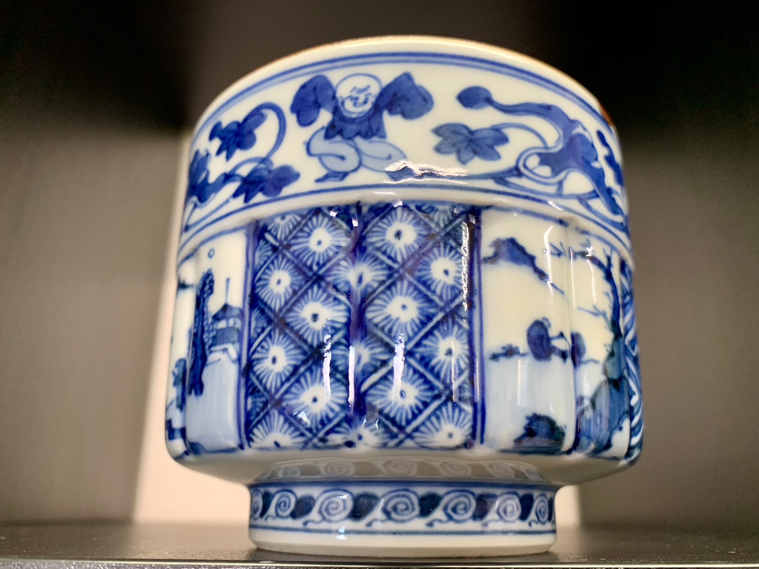 ⭐中国古陶磁 明時代末 染付 麒麟鳥紋様 四耳壺 古玩 古美術品 骨董品