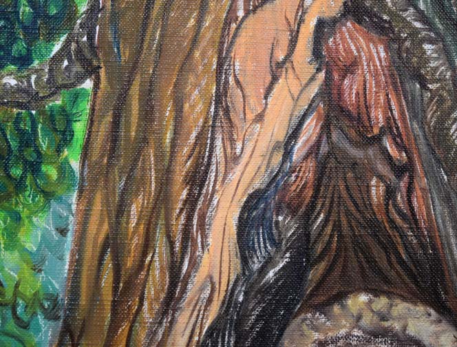 谷口一芳「ふくろう」油絵・F6号 絵画買取・販売の小竹美術