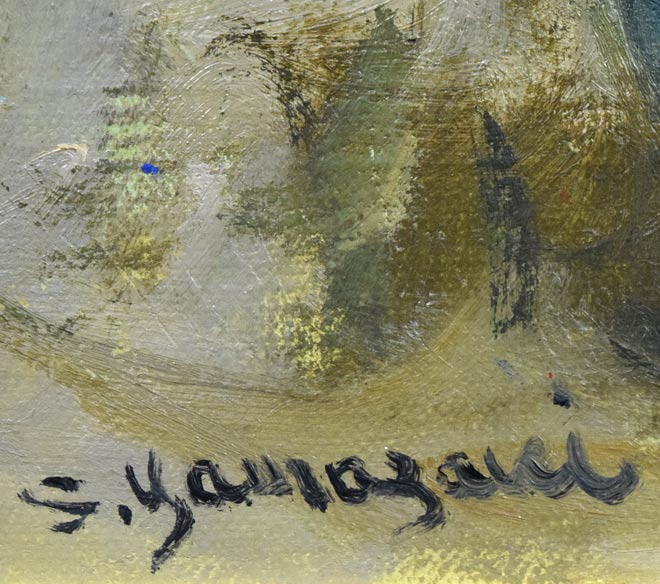 山崎翠祥「薔薇（金縁）」油絵・F4号 絵画買取・販売の小竹美術