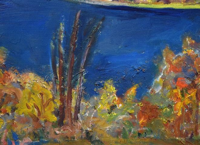 丸山妙子「モコト湖（天都山・網走）」油絵・F8号 絵画買取・販売の