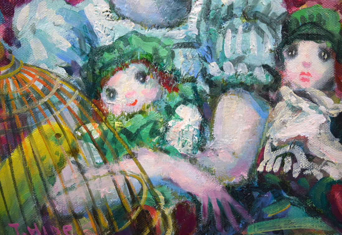 谷田穎郎「少女と人形」油絵・F3号 絵画買取・販売の小竹美術