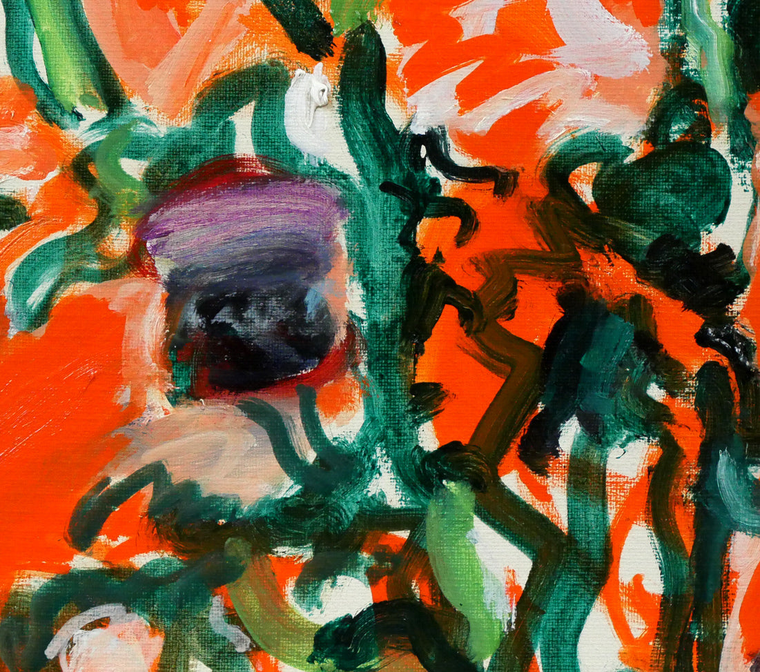 栃内忠男「あざみ」油絵・F6号 絵画買取・販売の小竹美術