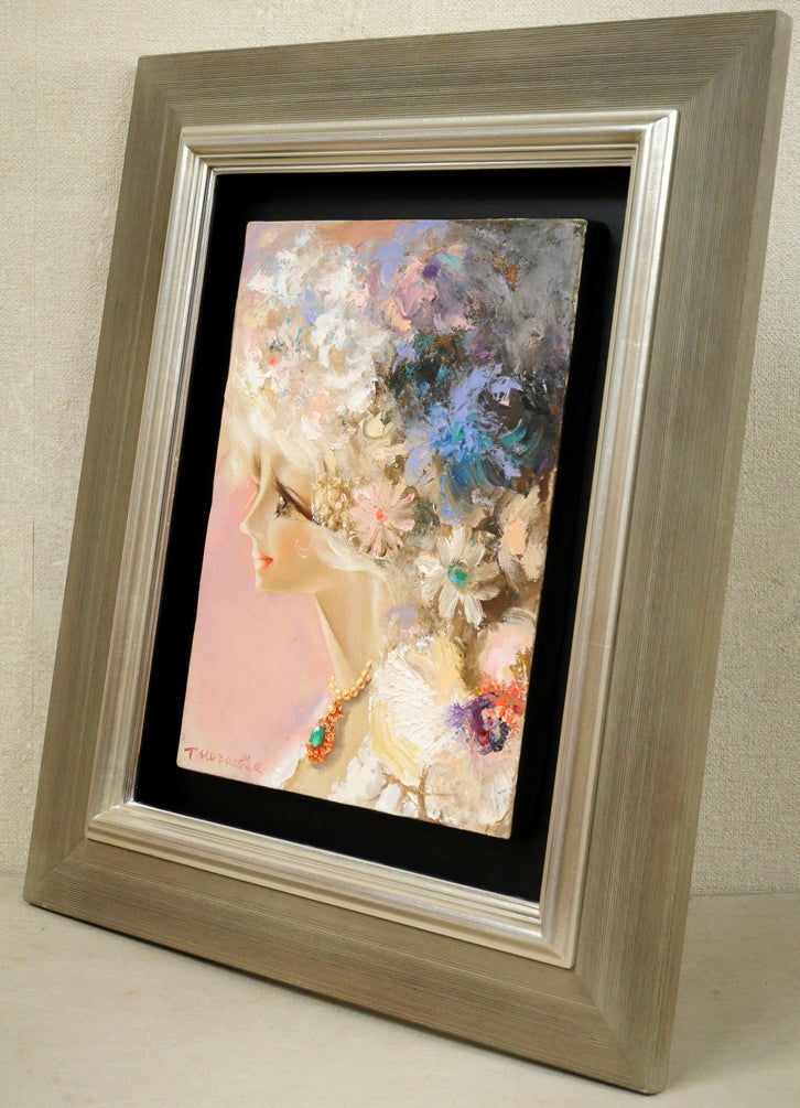 鶴岡義雄「マドモアゼル」油絵・F4号 絵画買取・販売の小竹美術