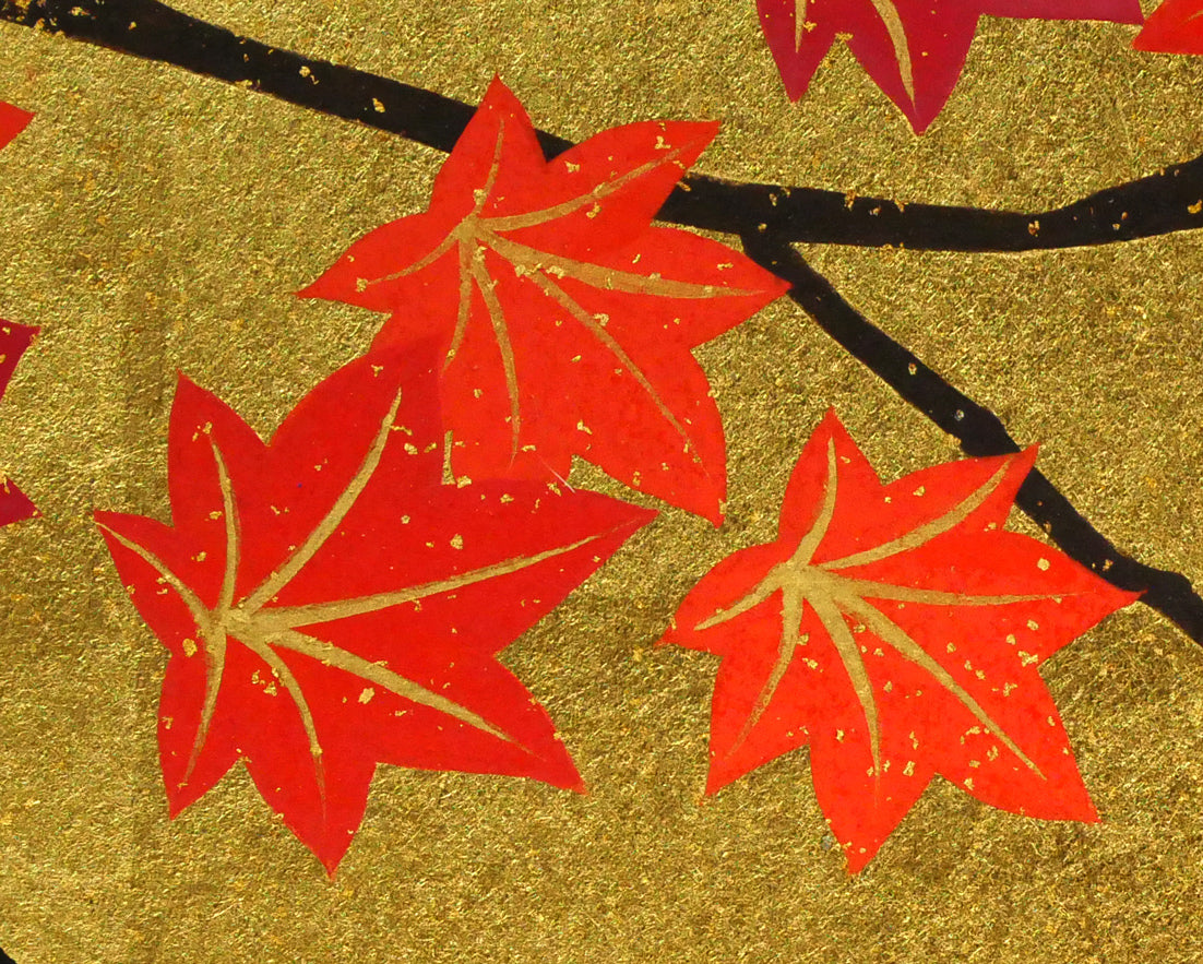 植田環「扇面輝図 紅葉」日本画・F6号 絵画買取・販売の小竹美術