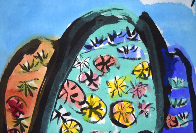 渡辺俊明「命は天のもの」詩書墨彩画・30号 絵画買取・販売の小竹美術