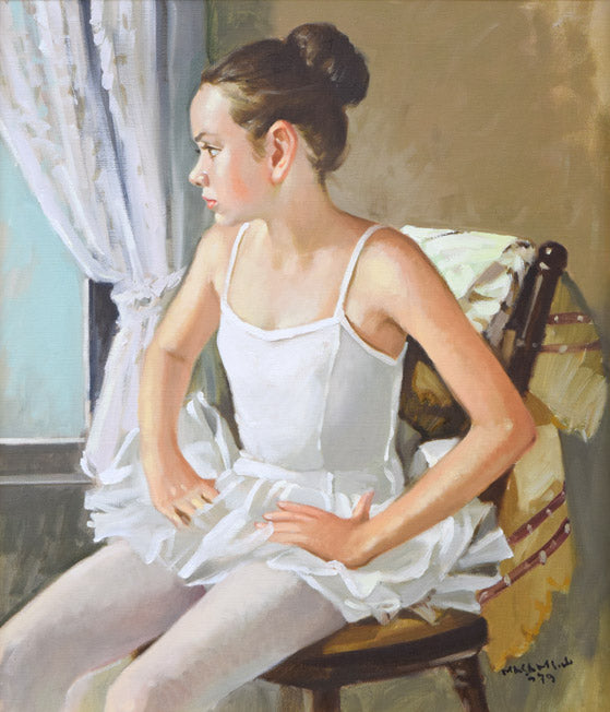 山岸正巳「バレリーナ少憩」油絵・F10号 絵画買取・販売の小竹美術