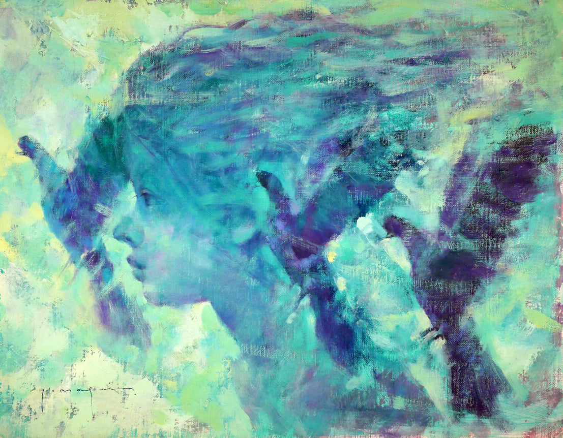 有名国際展作家「ポルトガルの小広場」風景/アクリル/油彩/小原雅夫