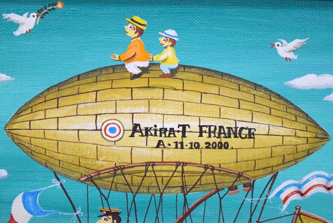 ビンカシワ「幸福へのエアメール」油絵・F0号 絵画買取・販売の小竹美術