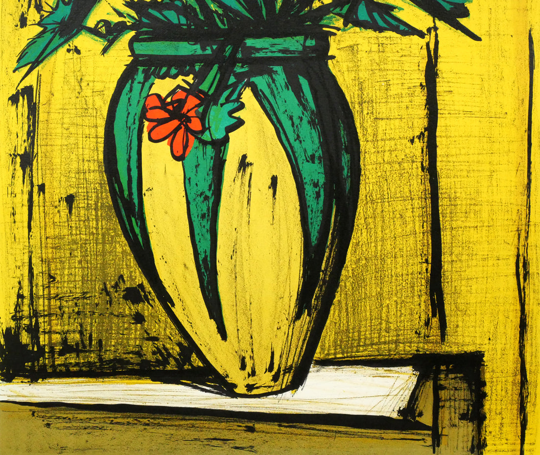ベルナール・ビュッフェ（Bernard BUFFET）「花と花瓶」リトグラフ