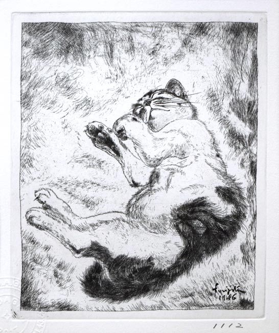 藤田嗣治「猫」銅版画 絵画買取・販売の小竹美術