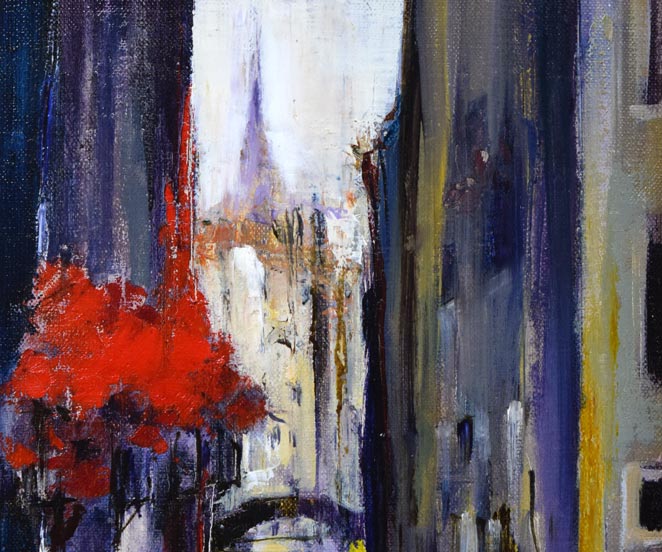 石岡剛「ベニス運河の花（イタリア）」油絵・F4号 絵画買取・販売の