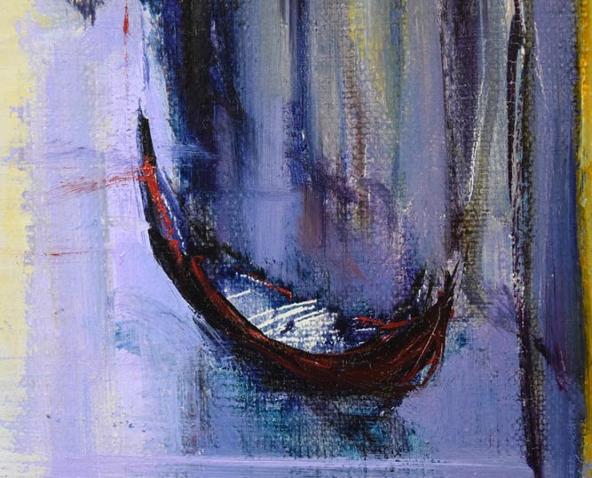 石岡剛「ベニス運河の花（イタリア）」油絵・F4号 絵画買取・販売の