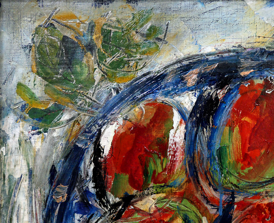 木田金次郎「りんごと白い皿」油絵・F8号 絵画買取・販売の小竹美術