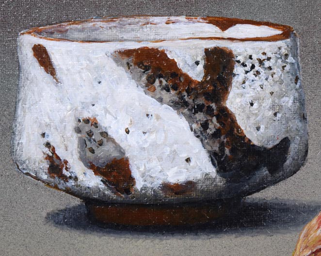 小阪正次「志野茶碗とほうずき」油絵・SM 絵画買取・販売の小竹美術