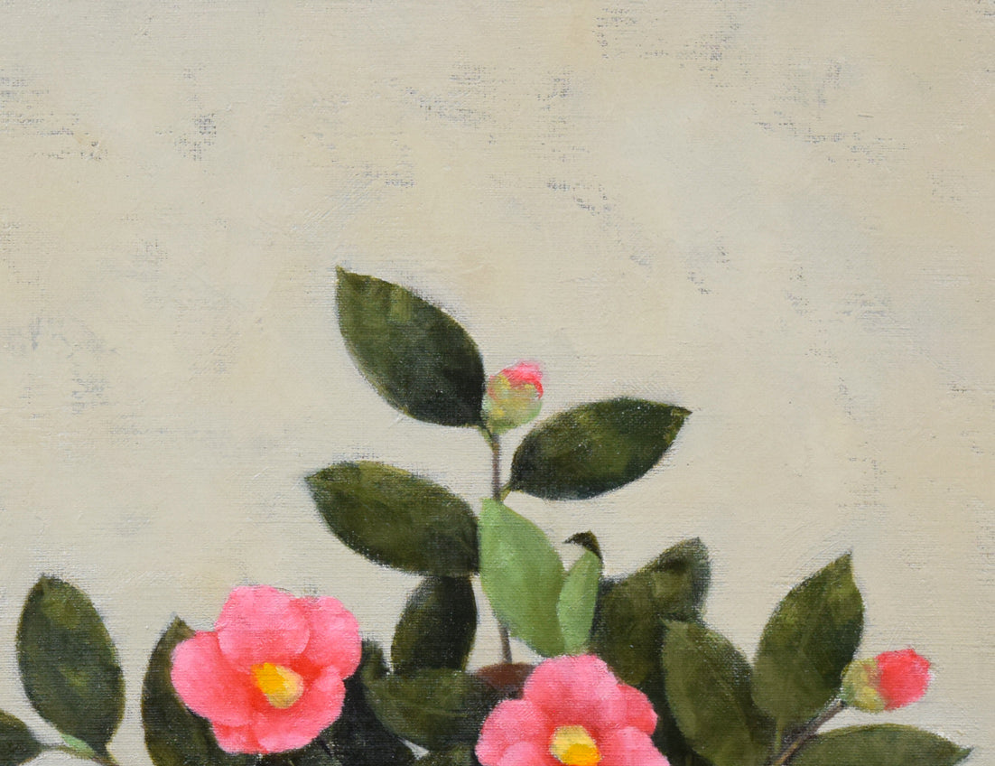 松永真樹子「つばき（椿）」油絵・F10号 絵画買取・販売の小竹美術