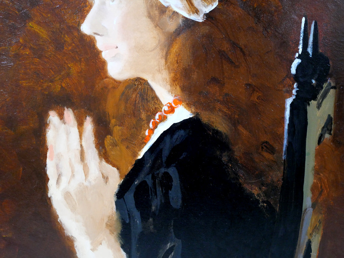 宮永岳彦「婦人像」油絵・F6号 絵画買取・販売の小竹美術