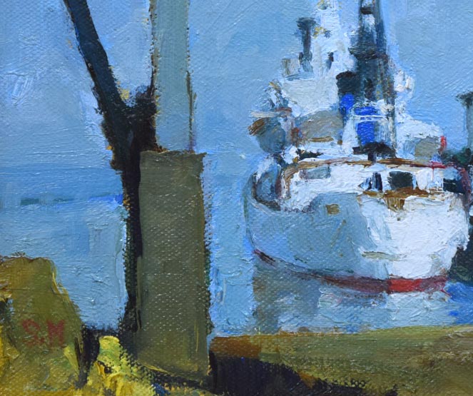 森本三郎「小樽港」油絵・F3号 絵画買取・販売の小竹美術