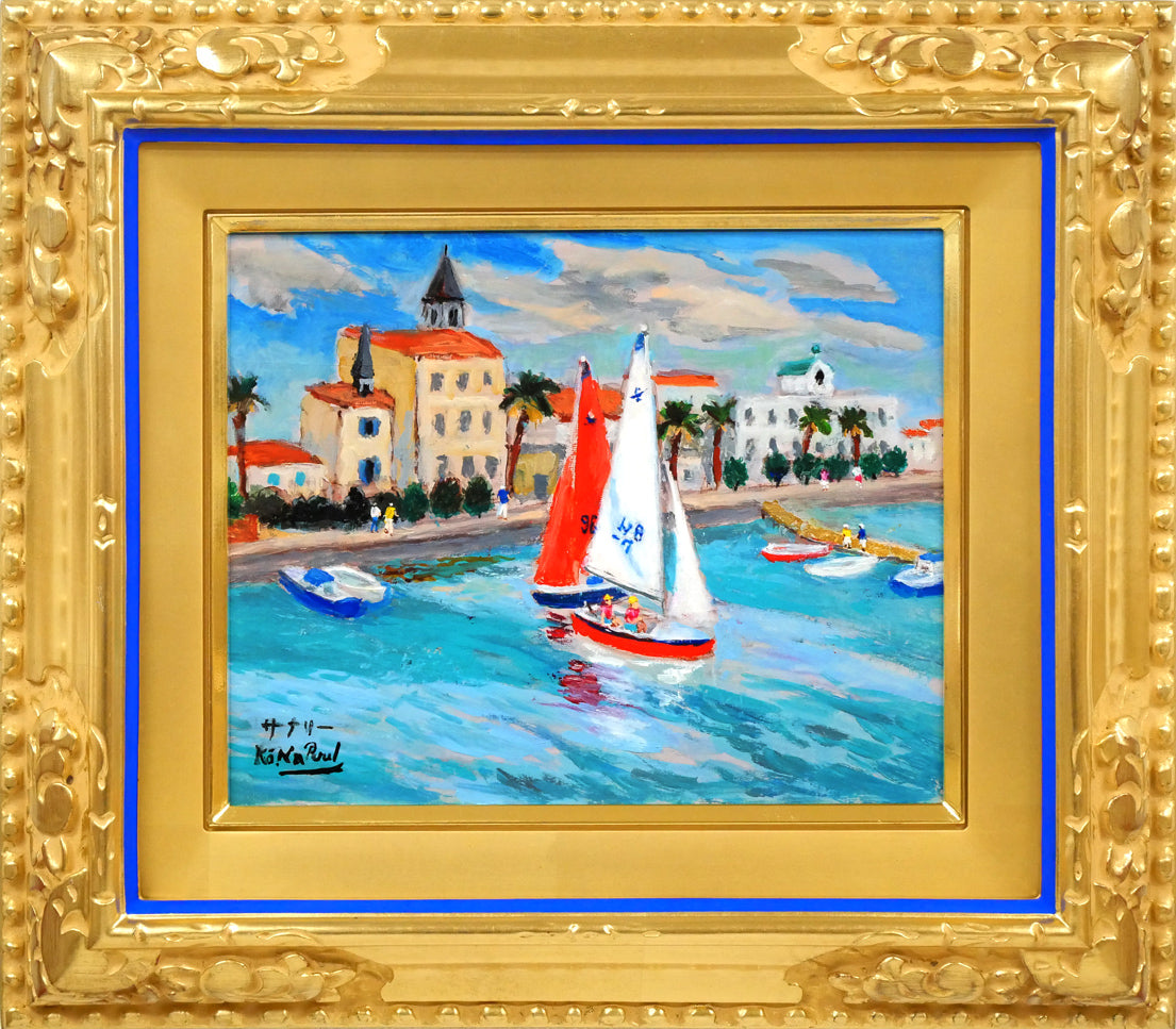 油絵 菅家令子 絵 絵画インテリア額付(青緑＋金色の枠)uF6-071002ばら