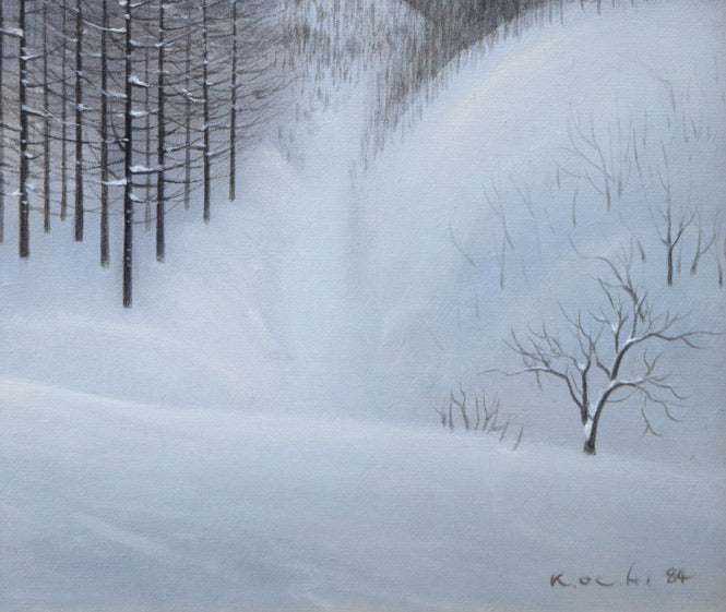 越智紀久張「冬山（北海道風景）」油絵・SM 絵画買取・販売の小竹美術