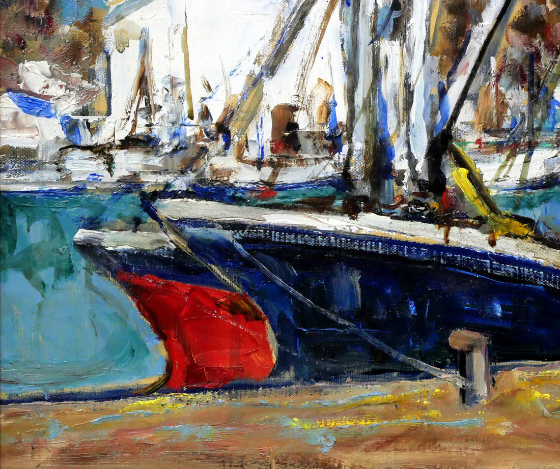 岡本肇「網走港（北海道）」油絵・F6号 絵画買取・販売の小竹美術