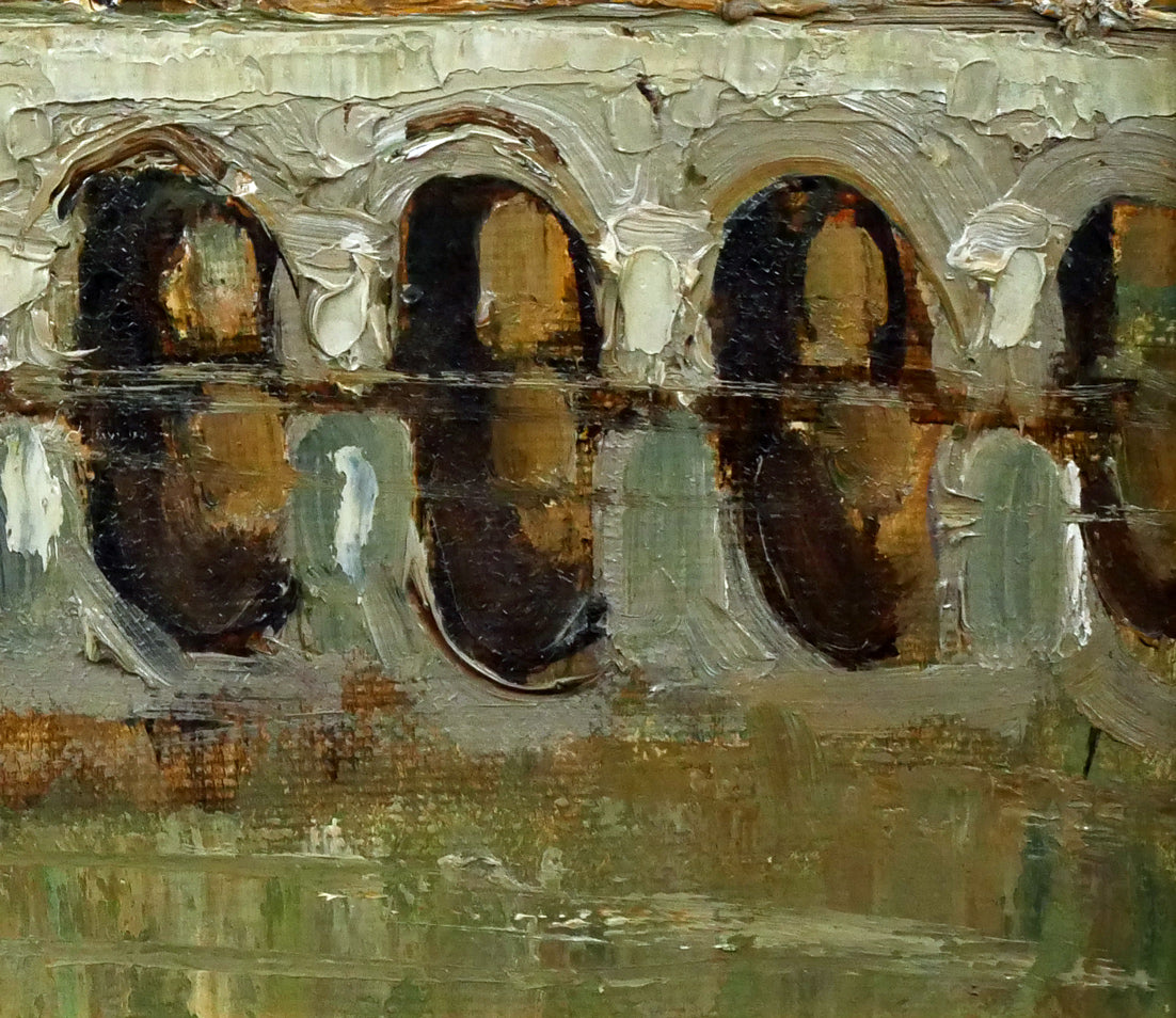 岡本肇「ボルドー風景（フランス）」油絵・F3号 絵画買取・販売の小竹美術