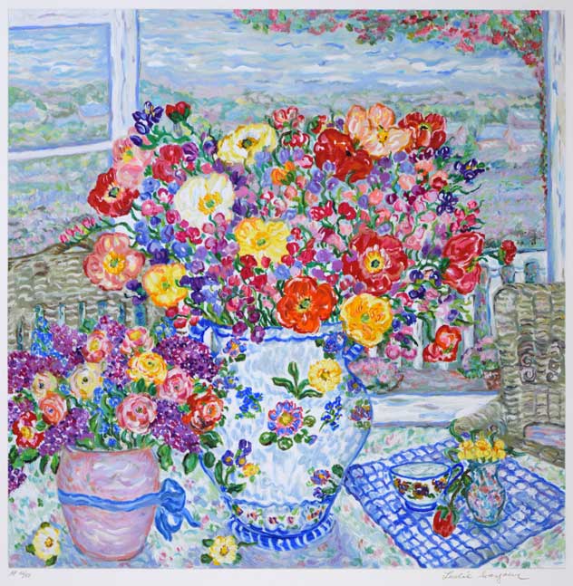 レスリー セイヤー（Leslie SAYOUR）「カラフルテーブル」シルク