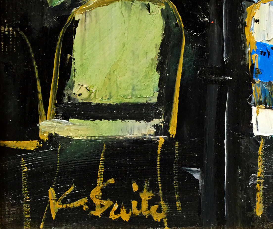 斉藤要「午後のカフェ（パリ）」油絵・F4号 絵画買取・販売の小竹美術