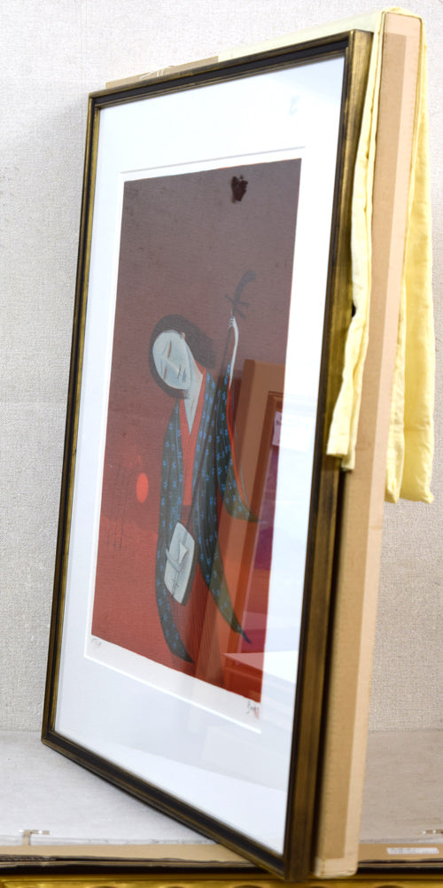 斎藤真一「津軽哀歌 赫い陽」リトグラフ 絵画買取・販売の小竹美術