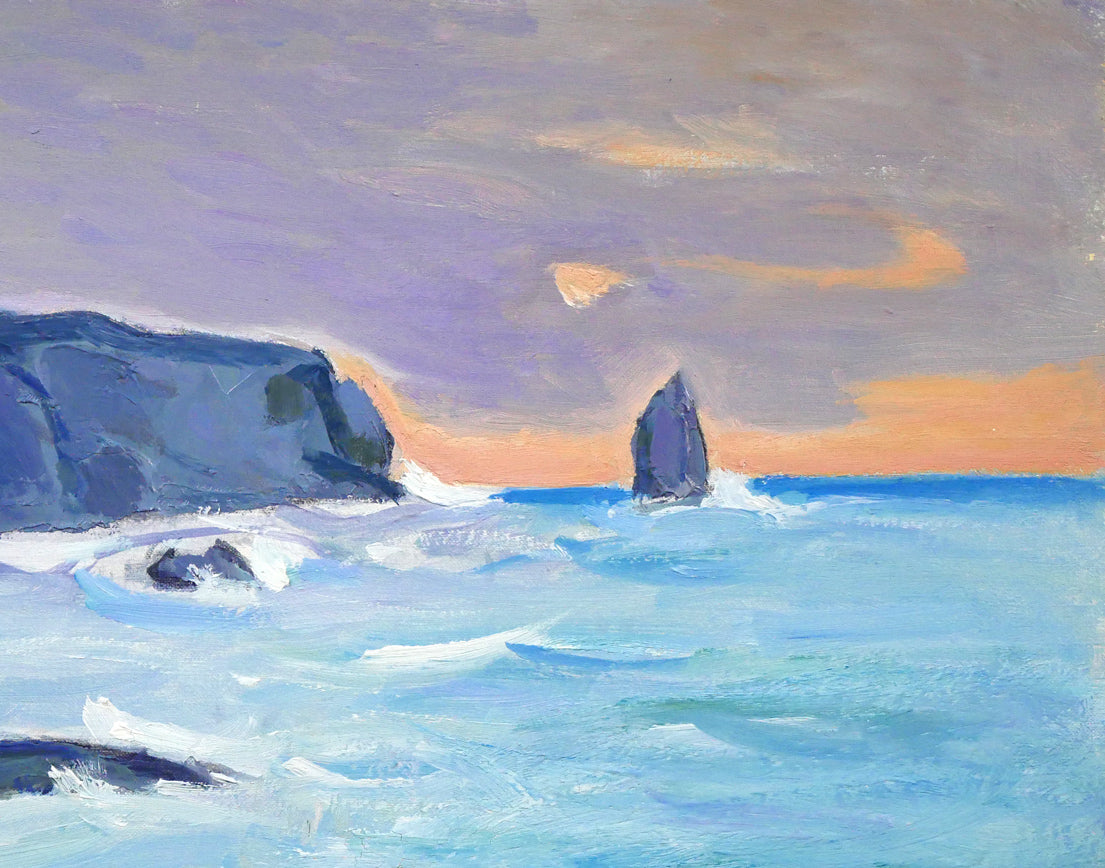 菅野矢一「北の海（積丹半島）〔財界さっぽろ表紙絵原画〕」油絵・P8号