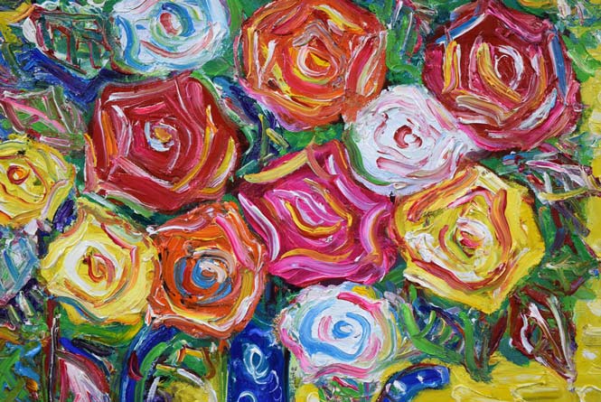 鈴木康雄「薔薇」油絵・F10号 絵画買取・販売の小竹美術