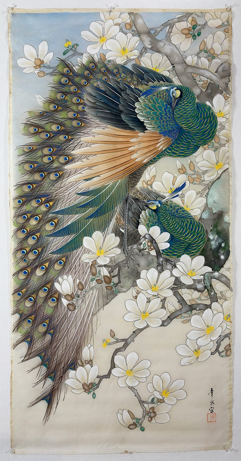 孔雀｜まくり・未表装・大幅｜新・古美術 高美堂（こうびどう）｜掛軸