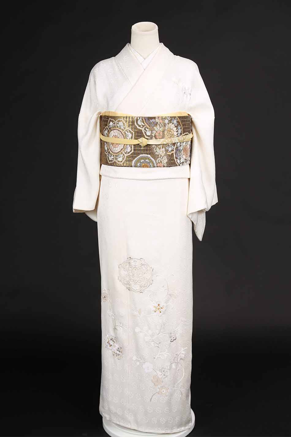 絽（夏物訪問着）【 No.W-501】白地・蘇州刺繍・蘭 | 東京・銀座で着物