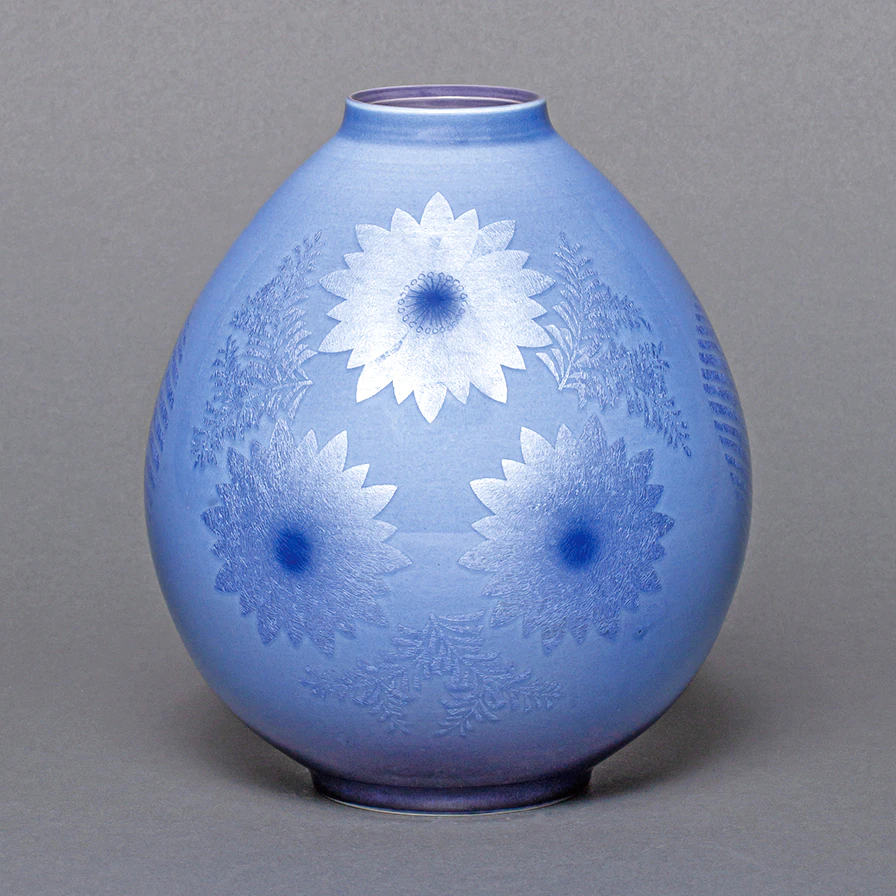 淡青釉裏銀彩花文壺(中田 一於)｜ギャラリージャパン