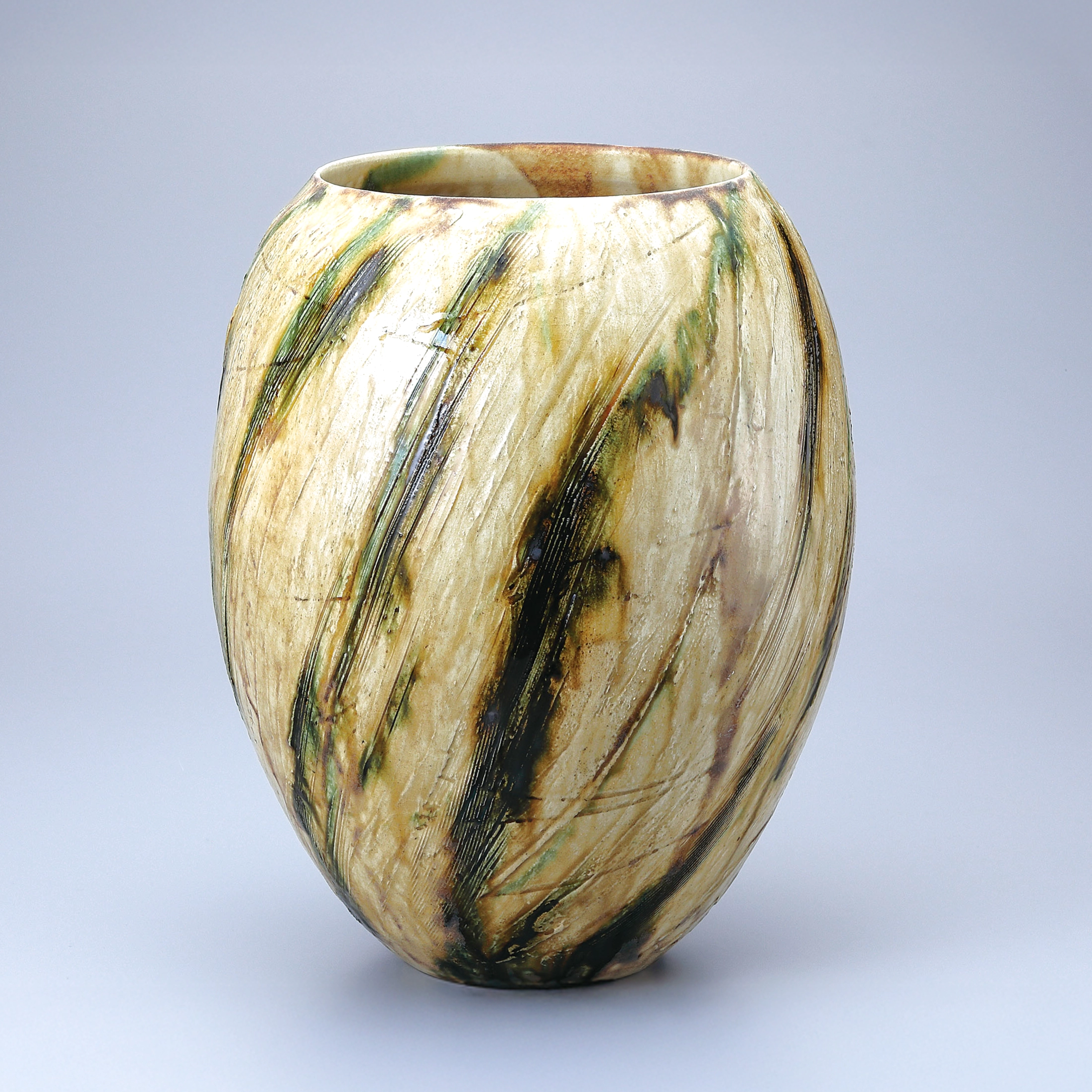 黄瀬戸条紋花入(加藤 圭史)｜ギャラリージャパン