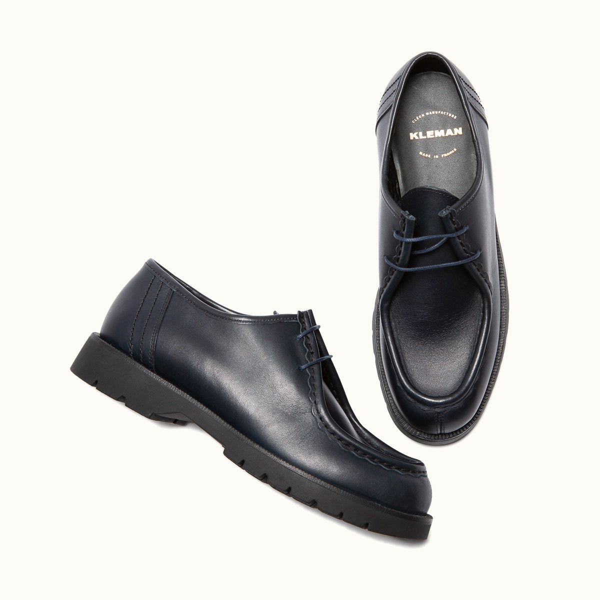 Leather Tyrolean Shoes | PADROR Navy Large Size – Kleman