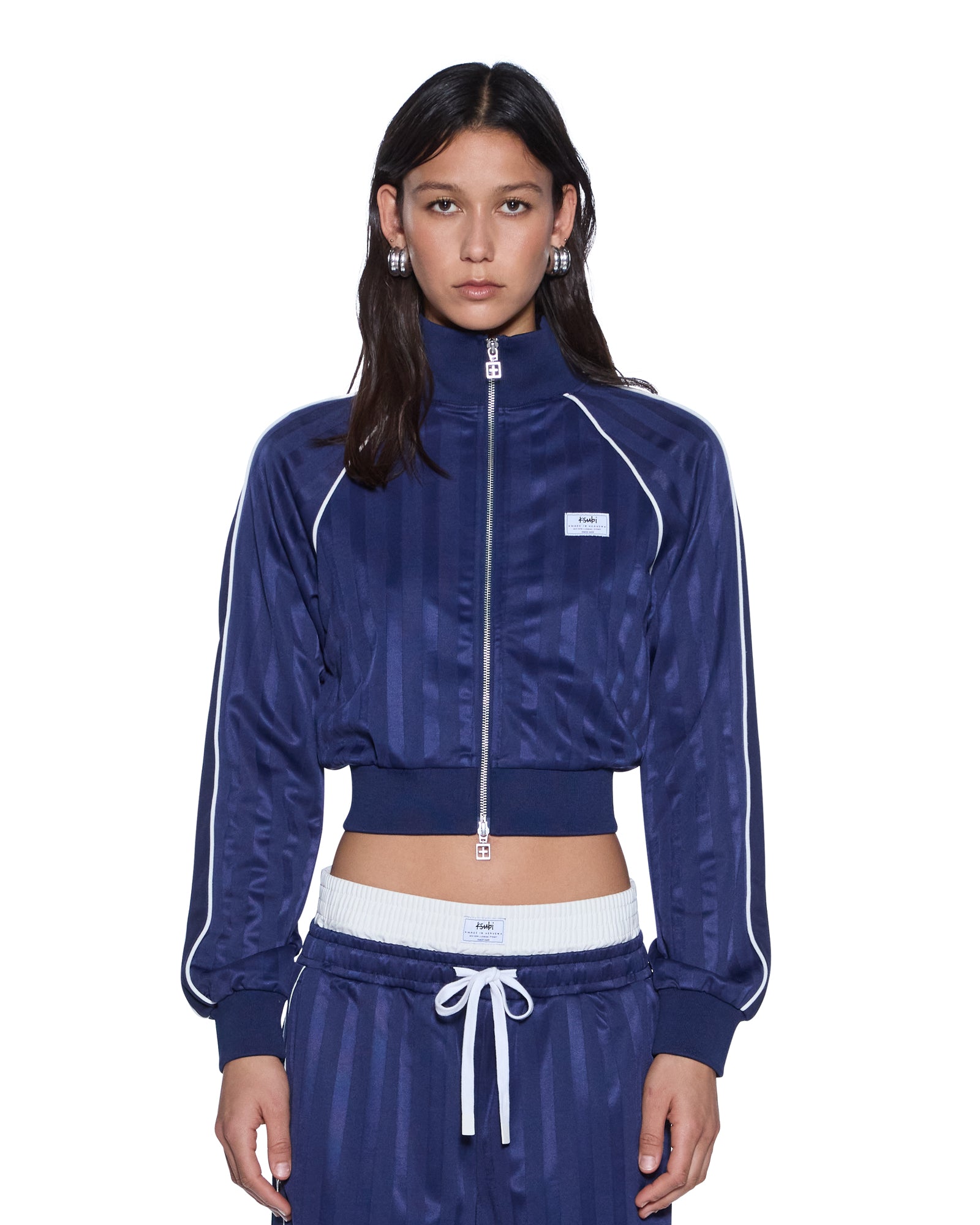 Womens Cropped Traktop Navy Fleece | Ksubi ++