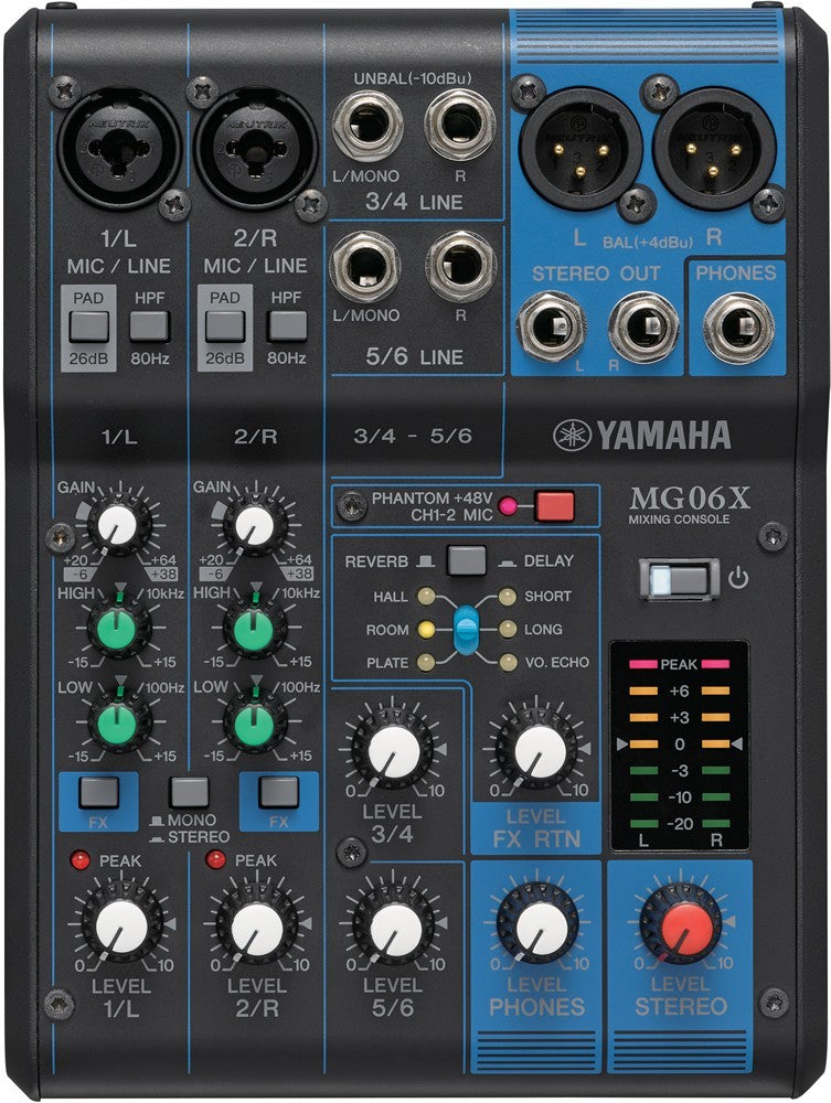 Yamaha MG06X 6-Channel Compact Stereo Mixer PERFORMER PAK – Kraft
