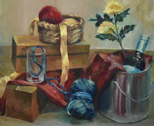 油絵　まろん　点で描いた静物 油絵 静物画【大幅値下げしました！】 油絵 まろん 点で描いた静物