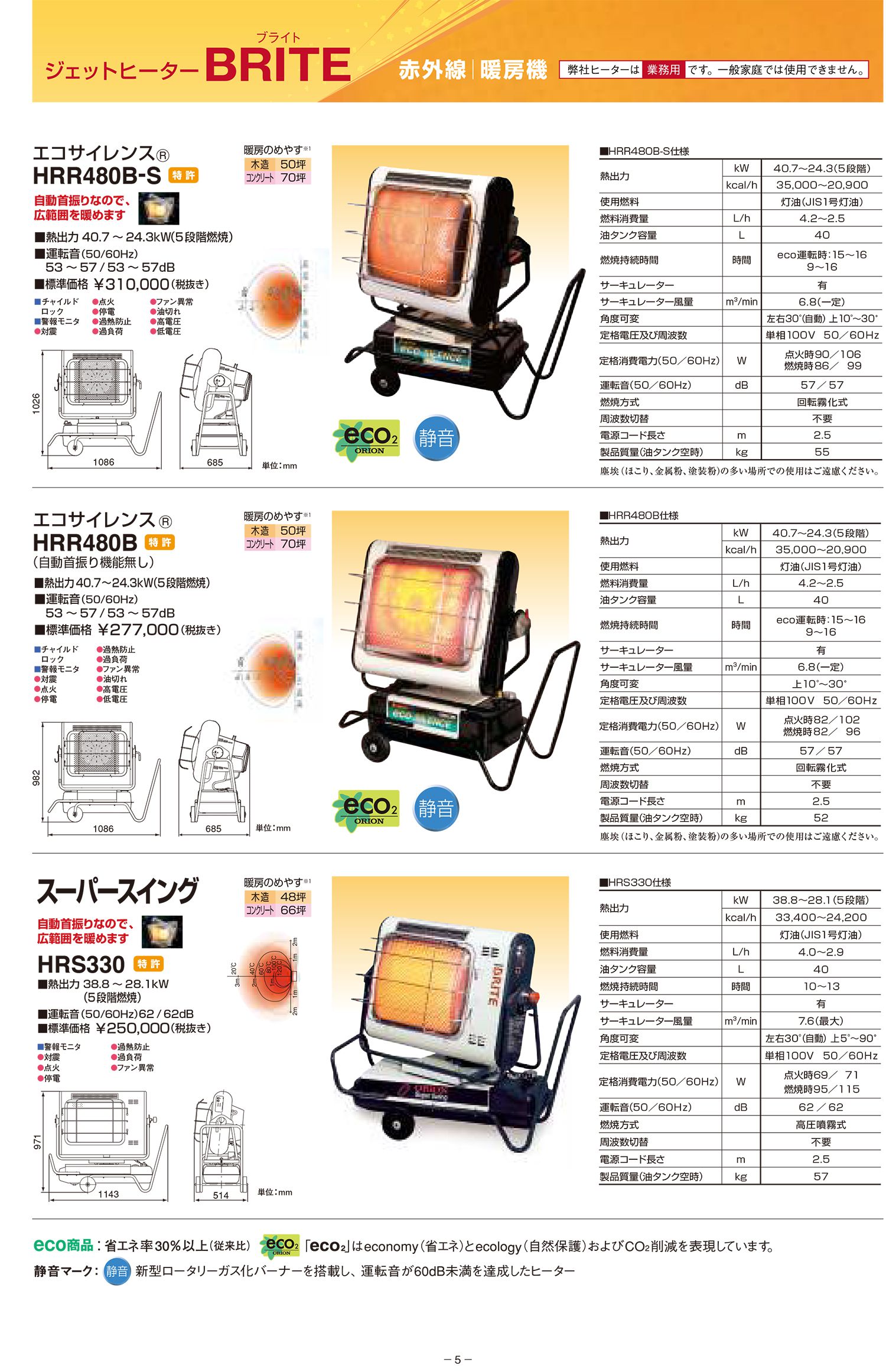 オリオン(ORION) HPE150A HPE250 HPE310-L HPE370 ジェットヒーターHP