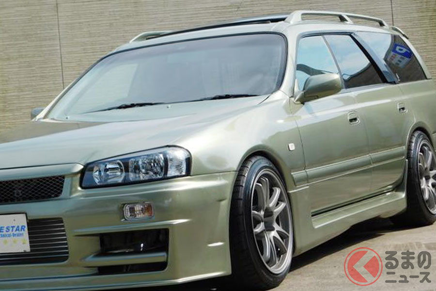 まさかの日産「GT-Rワゴン」!? R34顔＆5速MT搭載！ 280馬力の「謎の