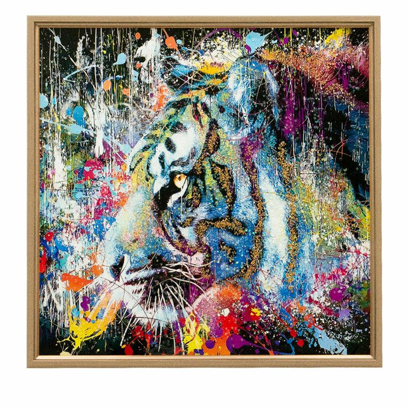 幅80cm クリスタルアート インテリア雑貨 スプラッシュタイガー 虎