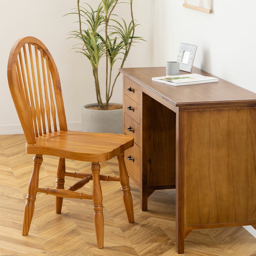 デスク 2点セット アンティーク風 (幅112cm 木製 デスク×1 チェア×1