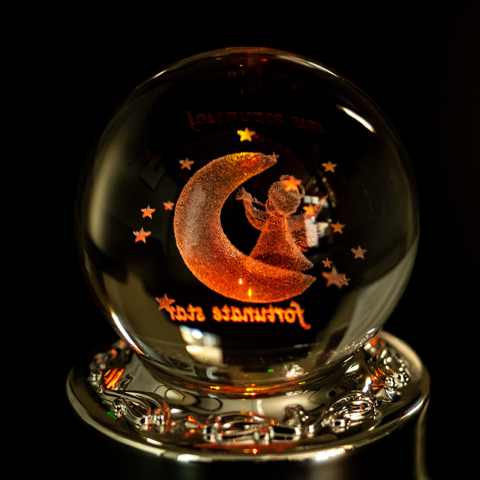 MUSICBOX】3Dレーザーボールオルゴール 月と天使 | オルゴール | 黒壁