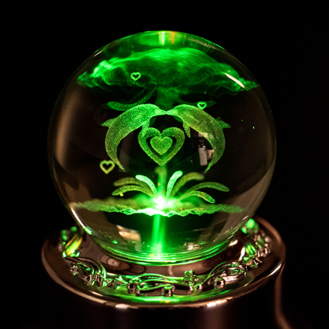 MUSICBOX】3Dレーザーボールオルゴール ラブイルカ | オルゴール | 黒