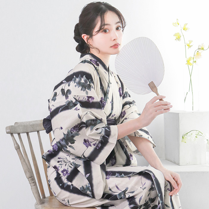 1人で簡単着付け!】セパレート浴衣 4点セット 二部式浴衣 A (rg