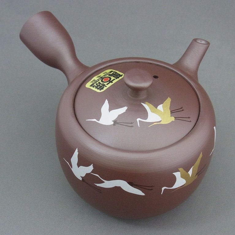 萬古焼 横手急須(鶴) ｜茶器・煎茶道具｜京なごみオンラインショップ